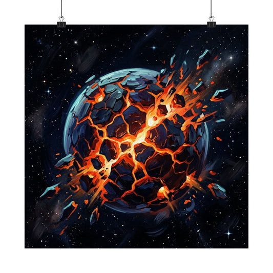 Cataclysmic Planet Poster — Matte Vertical Sci‑Fi Wall Art