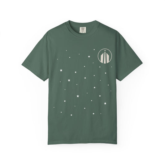 Minimalist Circle Stripe T-Shirt — Subtle Chest Logo Tee