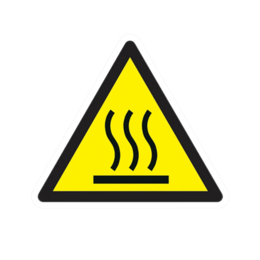 Heat Warning Triangle Sticker — Caution Hot Surface Safety Decal
