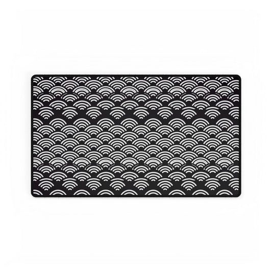 Japanese Seigaiha Wave Desk Mat — Black Wave Pattern Mouse Pad