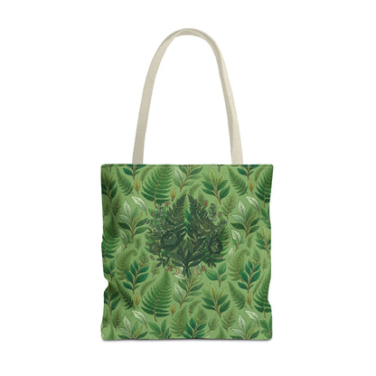 Leaf Pattern Tote Bag – Green Botanical All-Over Print Tote