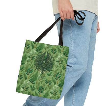 Leaf Pattern Tote Bag – Green Botanical All-Over Print Tote