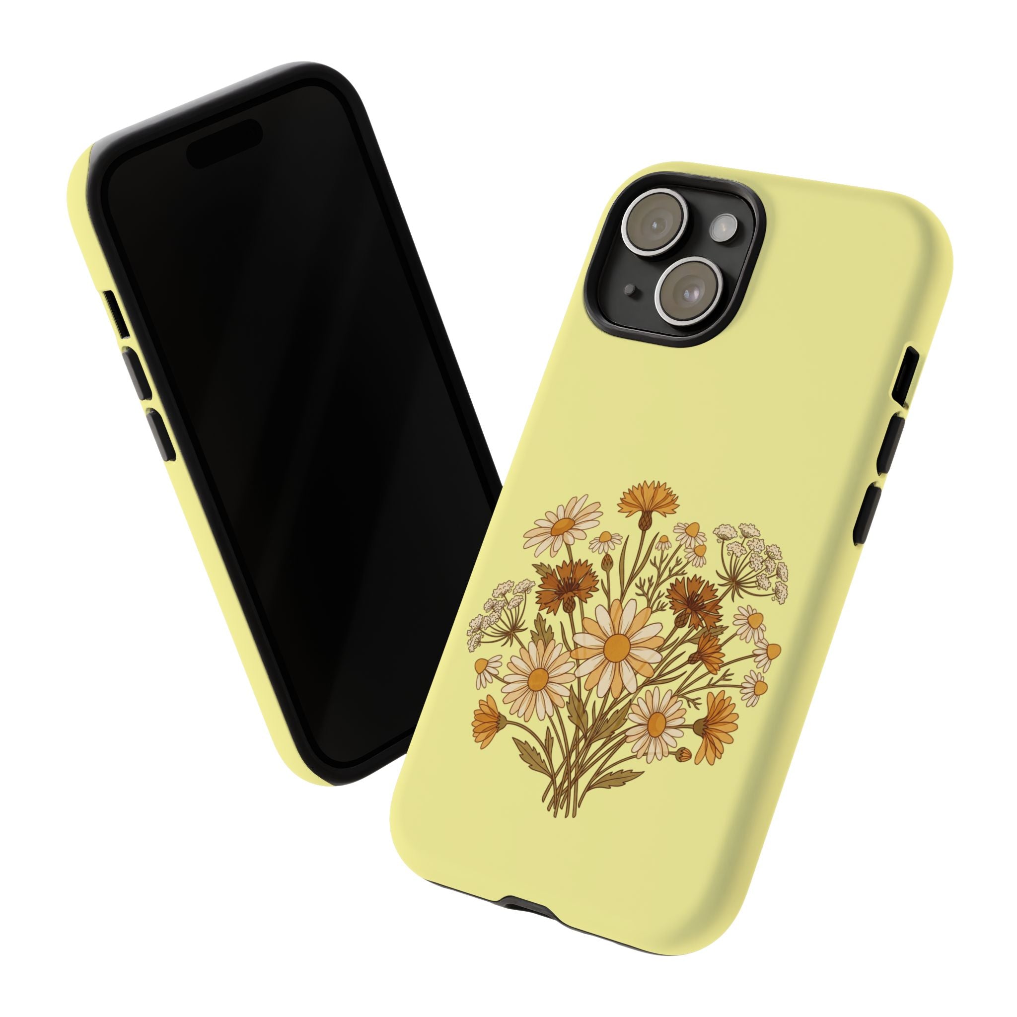 Vintage Wildflower Protective Phone Case — Slim Dual-Layer Shockproof Cover