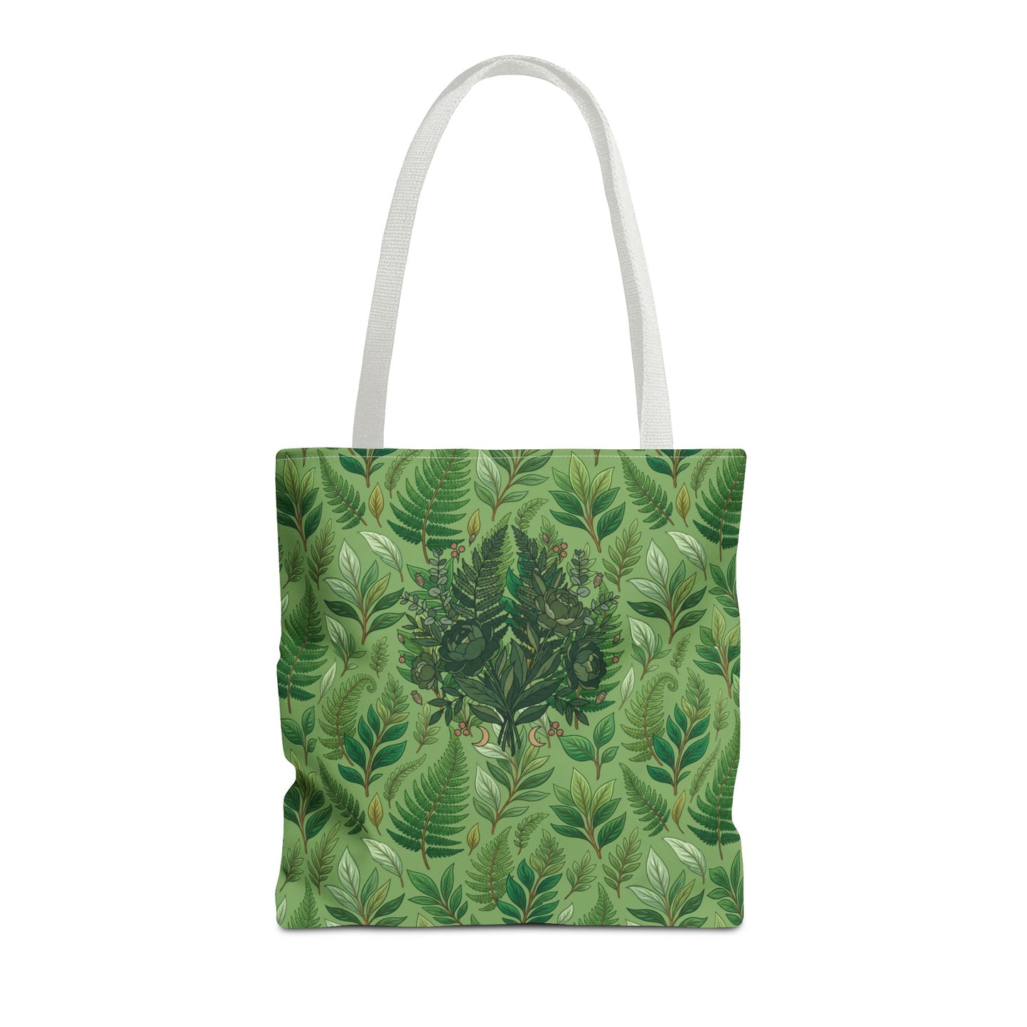 Leaf Pattern Tote Bag – Green Botanical All-Over Print Tote