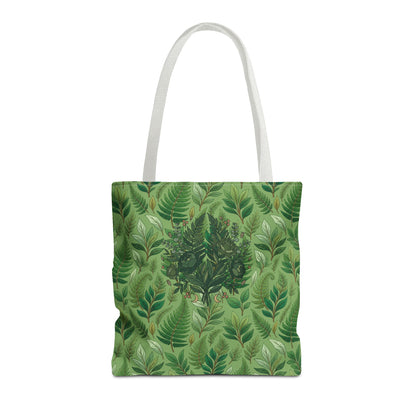 Leaf Pattern Tote Bag – Green Botanical All-Over Print Tote
