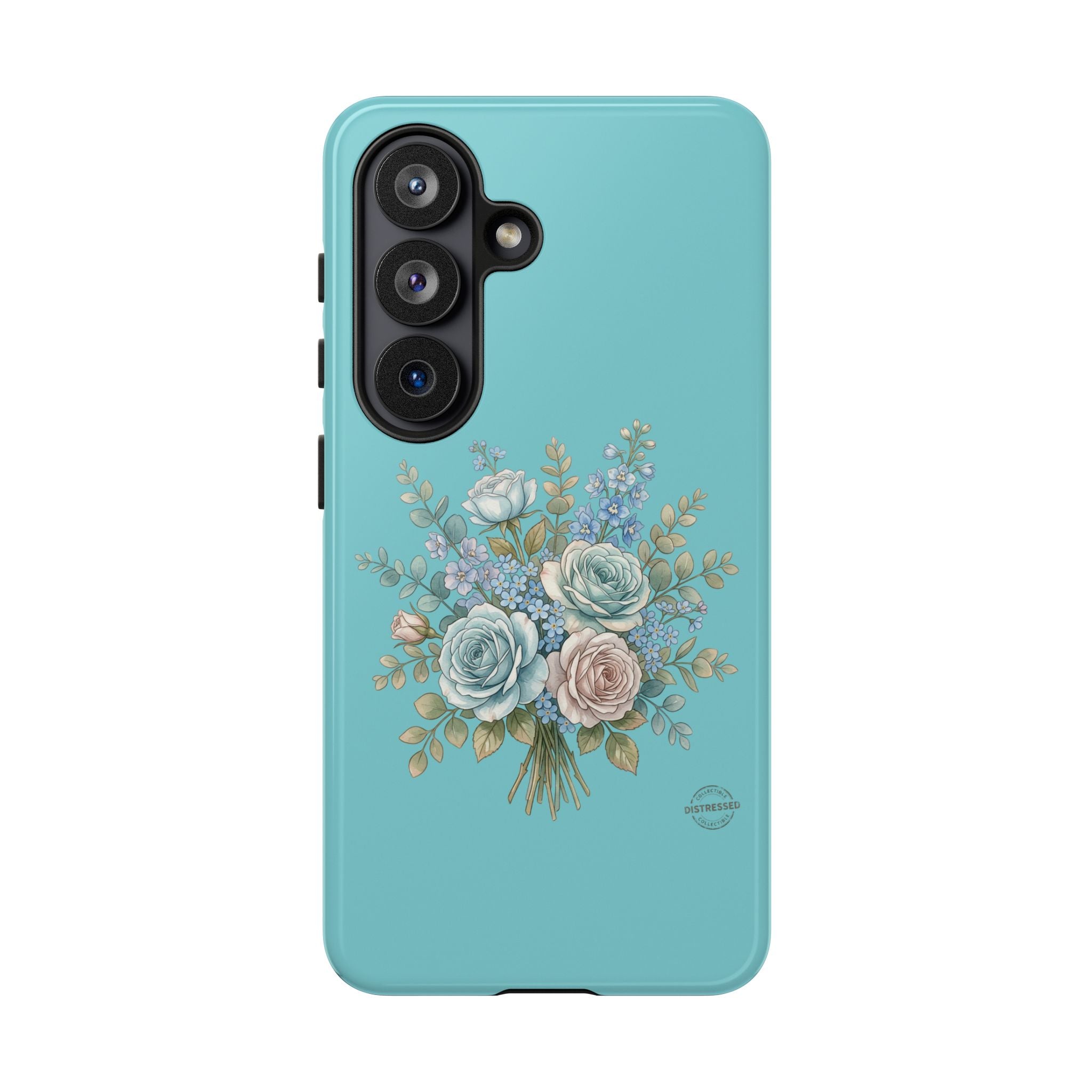 Teal Cottagecore Rose Phone Case — Slim Dual-Layer Protection