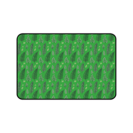 Botanical Green Leaf Desk Mat — Patterned Desk Mat / Mouse Pad