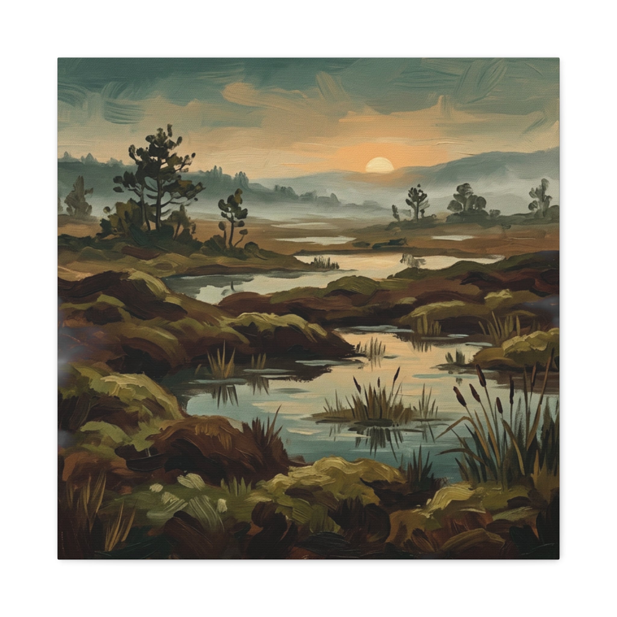 Marshland Morning Matte Stretched Canvas — Gallery-Wrap Nature Landscape
