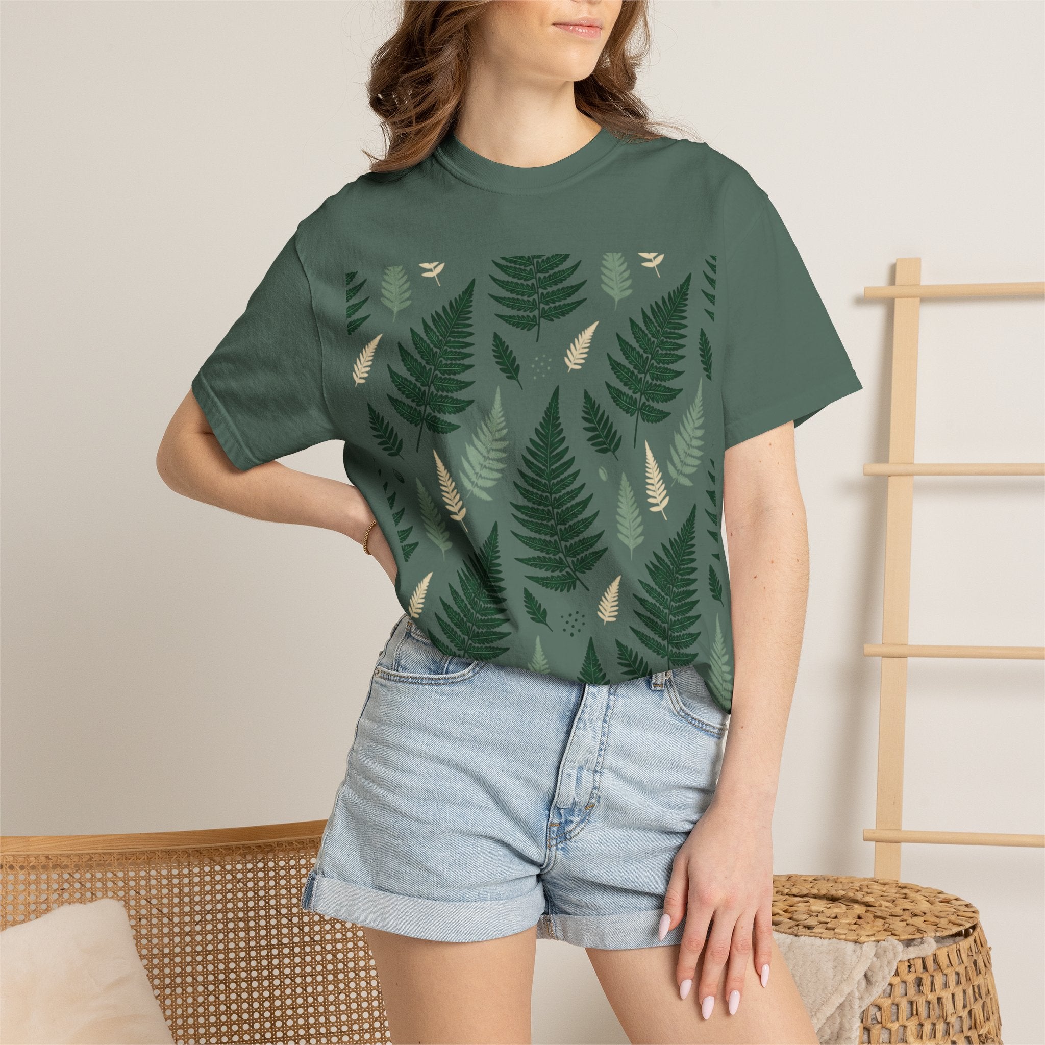 Fern Pattern T-Shirt — Botanical Leaf Graphic Tee