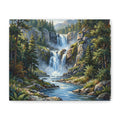Matte Forest Waterfall Canvas — Stretched 1.25" Nature Wall Art