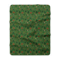 Woodland Mushroom Sherpa Blanket — Cozy Green Forest Fleece Throw