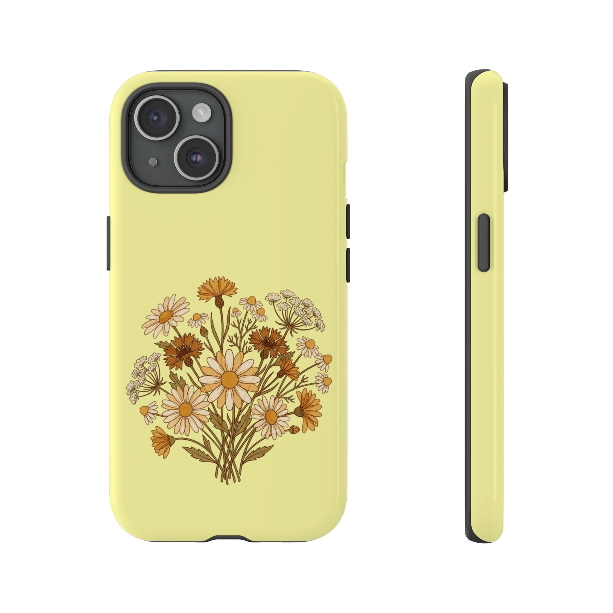 Vintage Wildflower Protective Phone Case — Slim Dual-Layer Shockproof Cover