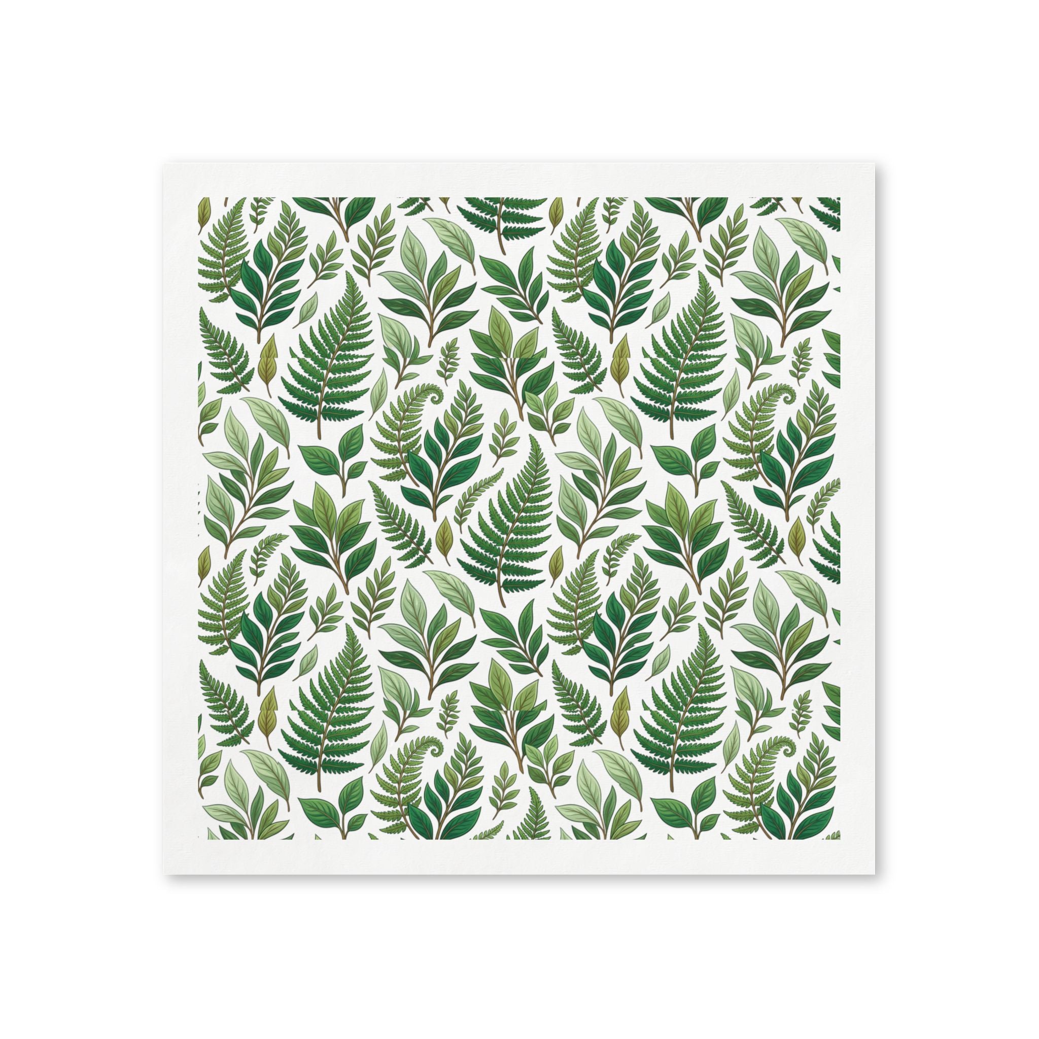 Green Fern Leaves Paper Napkins — Botanical Dinner Party Napkins