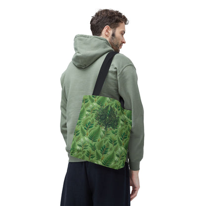Leaf Pattern Tote Bag – Green Botanical All-Over Print Tote