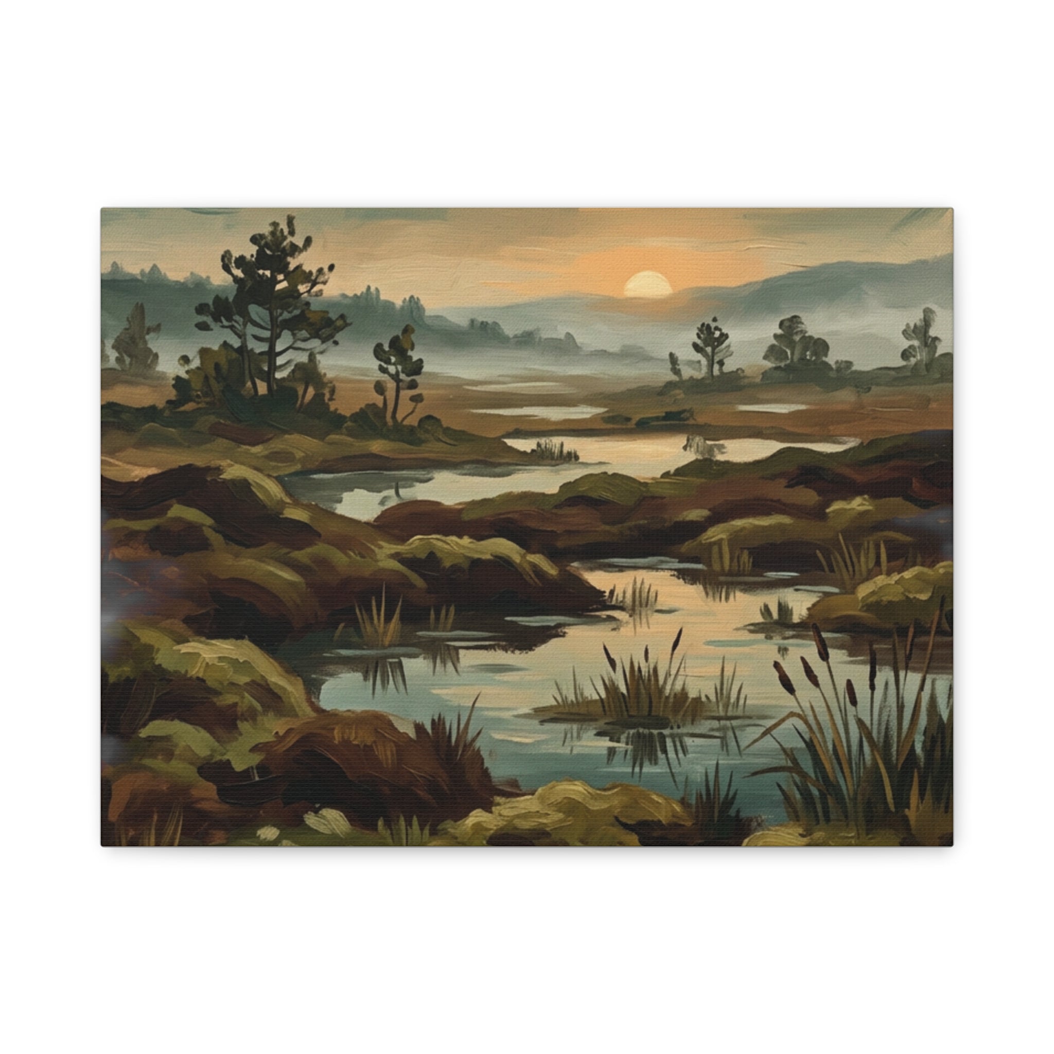 Marshland Morning Matte Stretched Canvas — Gallery-Wrap Nature Landscape