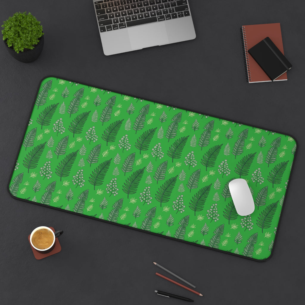 Botanical Green Leaf Desk Mat — Patterned Desk Mat / Mouse Pad