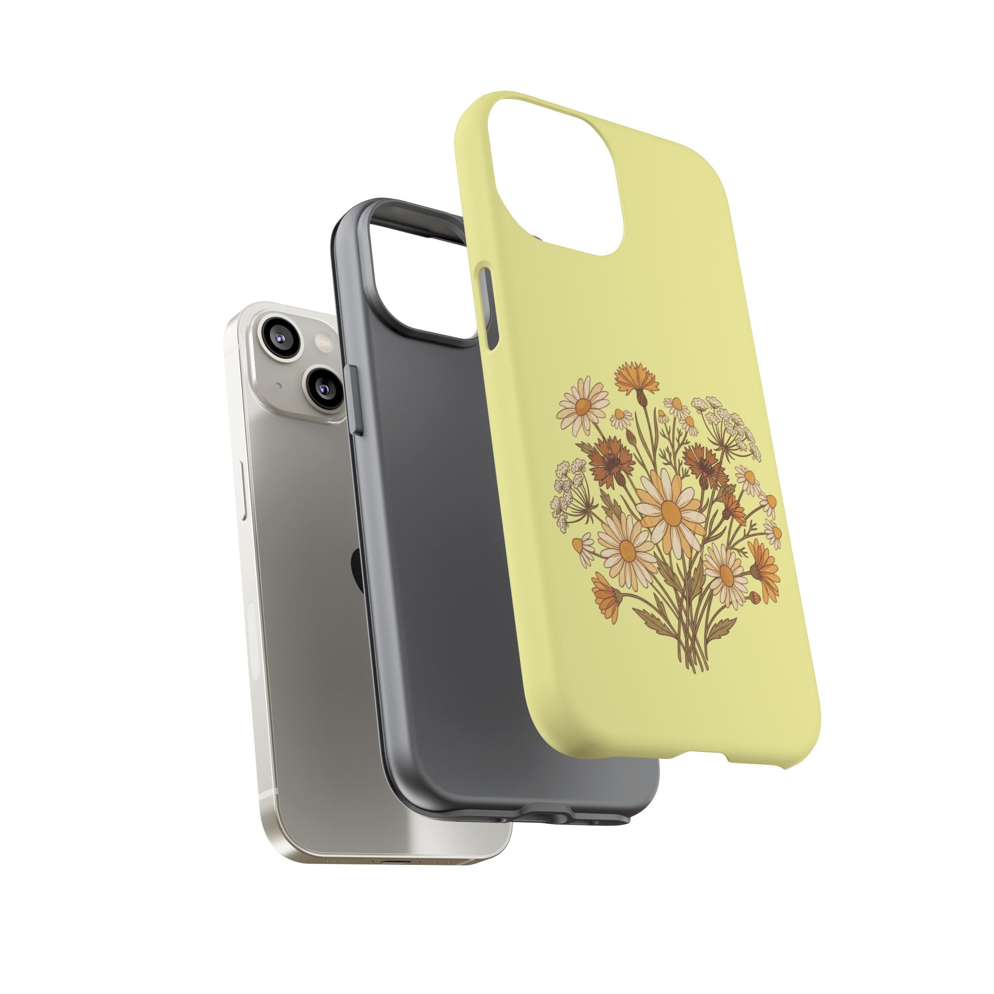 Vintage Wildflower Protective Phone Case — Slim Dual-Layer Shockproof Cover