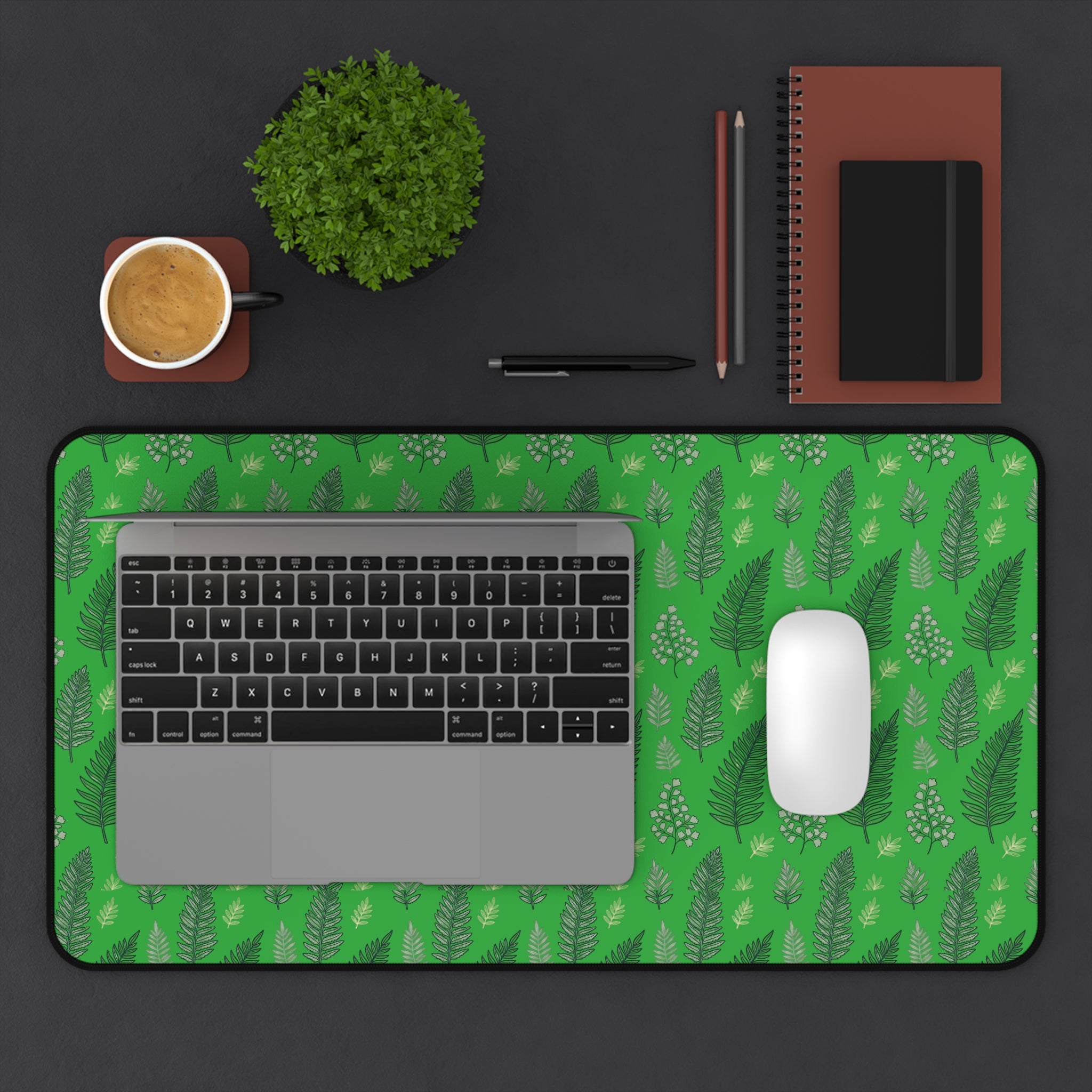 Botanical Green Leaf Desk Mat — Patterned Desk Mat / Mouse Pad