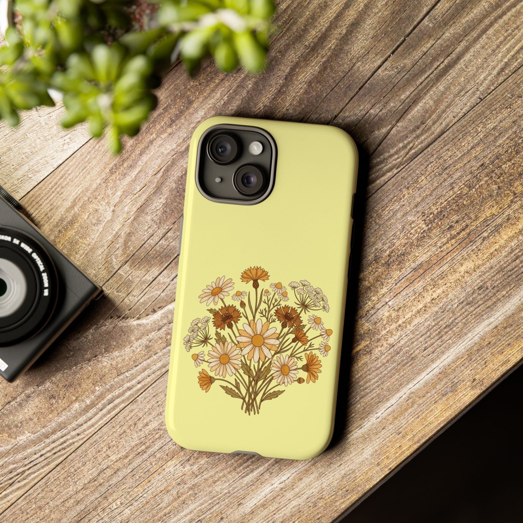 Vintage Wildflower Protective Phone Case — Slim Dual-Layer Shockproof Cover