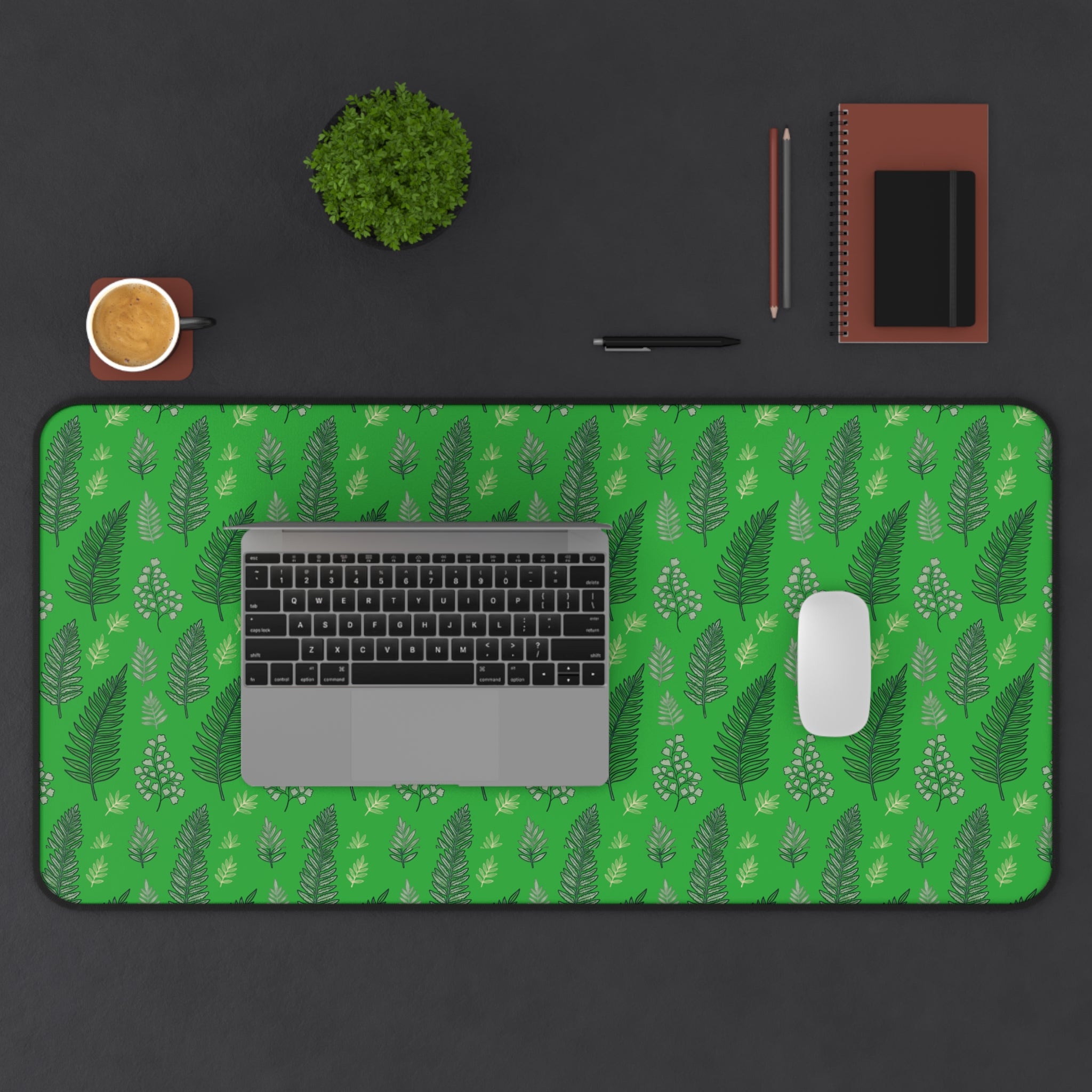 Botanical Green Leaf Desk Mat — Patterned Desk Mat / Mouse Pad
