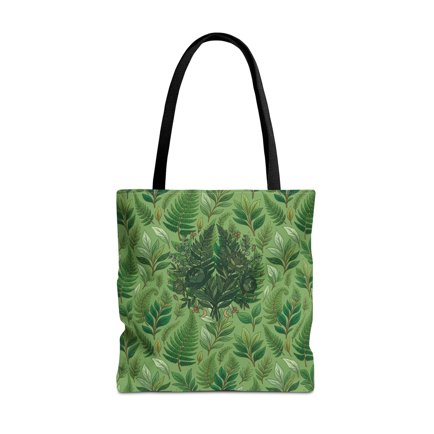 Leaf Pattern Tote Bag – Green Botanical All-Over Print Tote