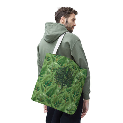 Leaf Pattern Tote Bag – Green Botanical All-Over Print Tote