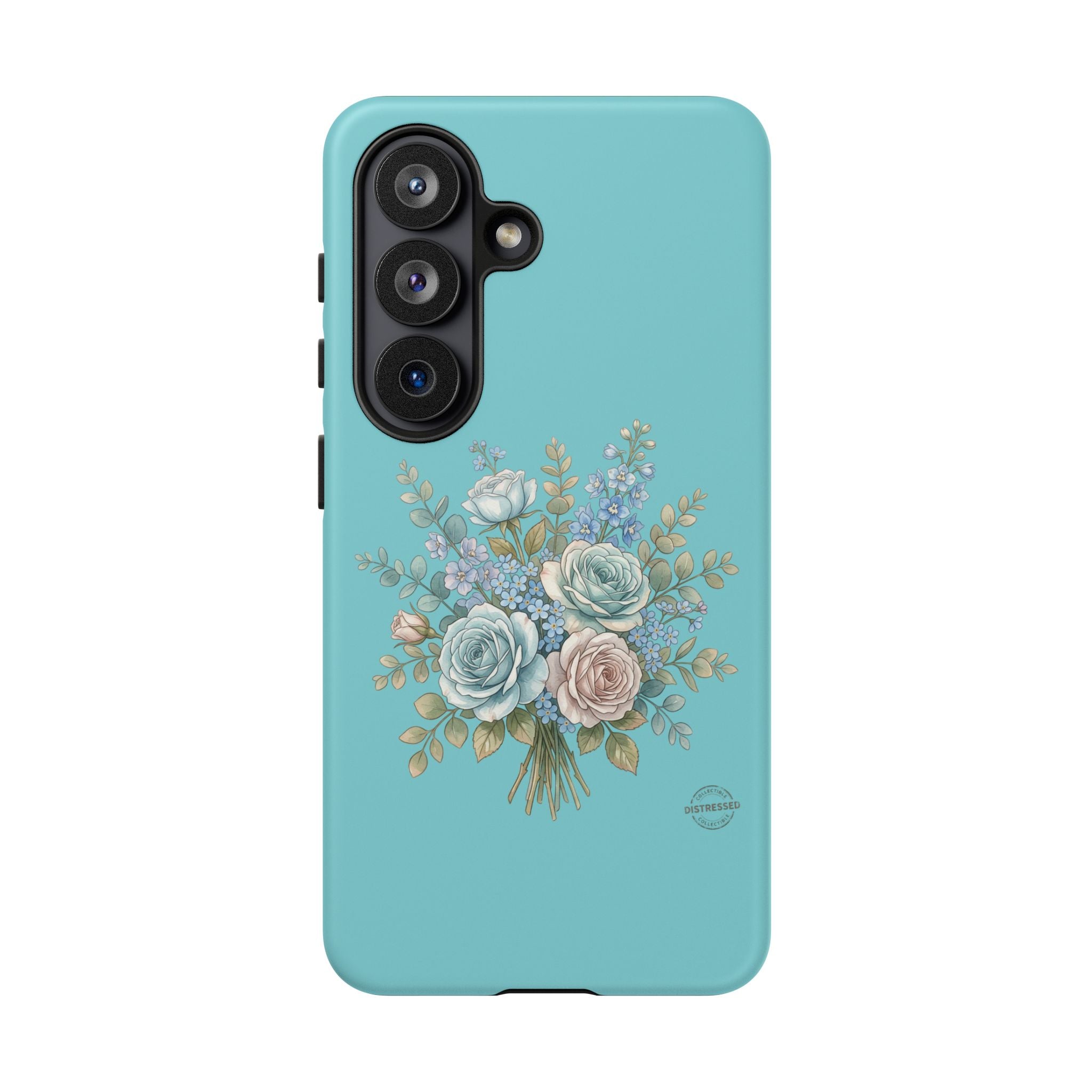Teal Cottagecore Rose Phone Case — Slim Dual-Layer Protection