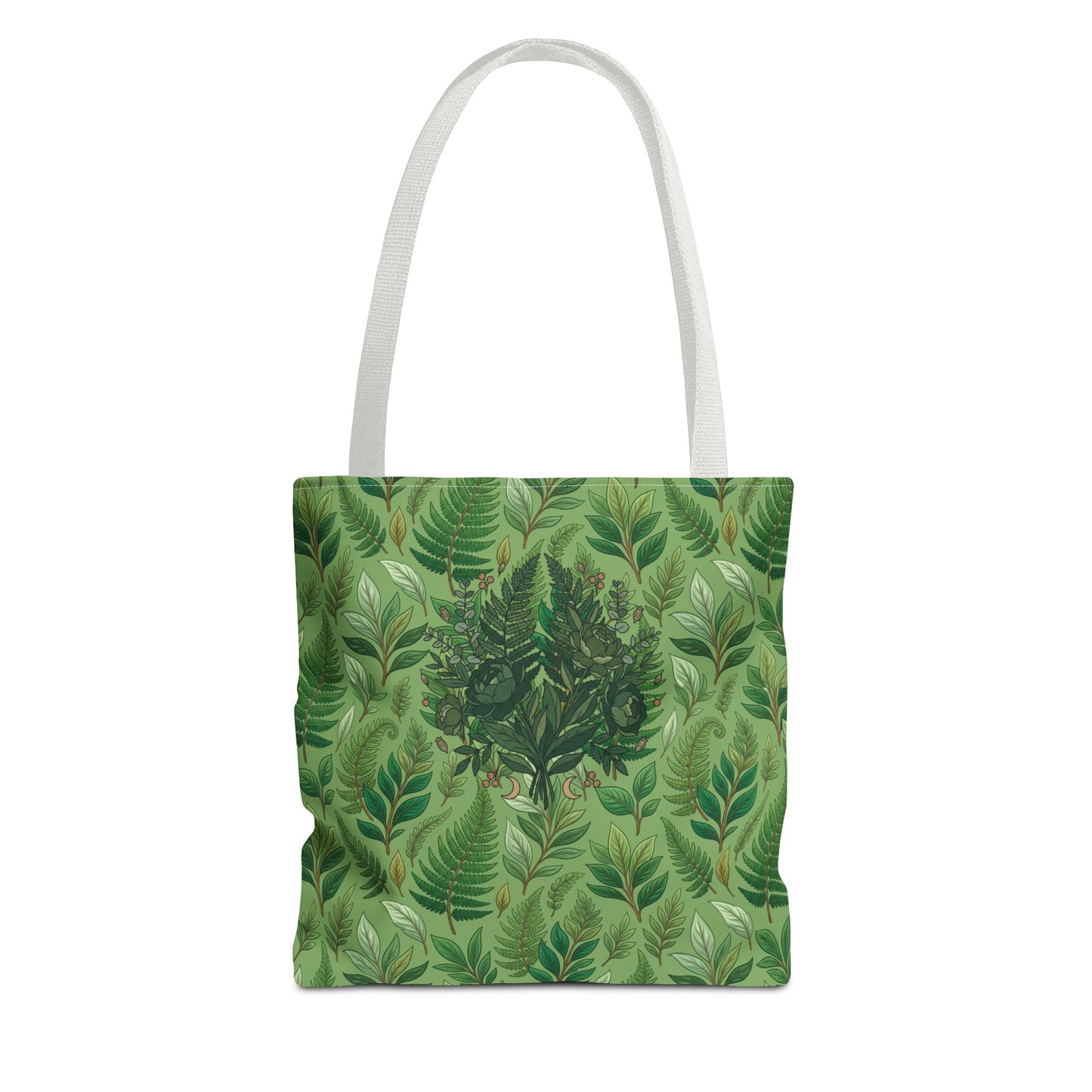 Leaf Pattern Tote Bag – Green Botanical All-Over Print Tote