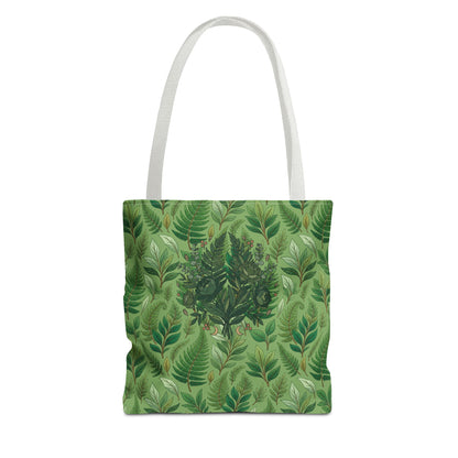Leaf Pattern Tote Bag – Green Botanical All-Over Print Tote