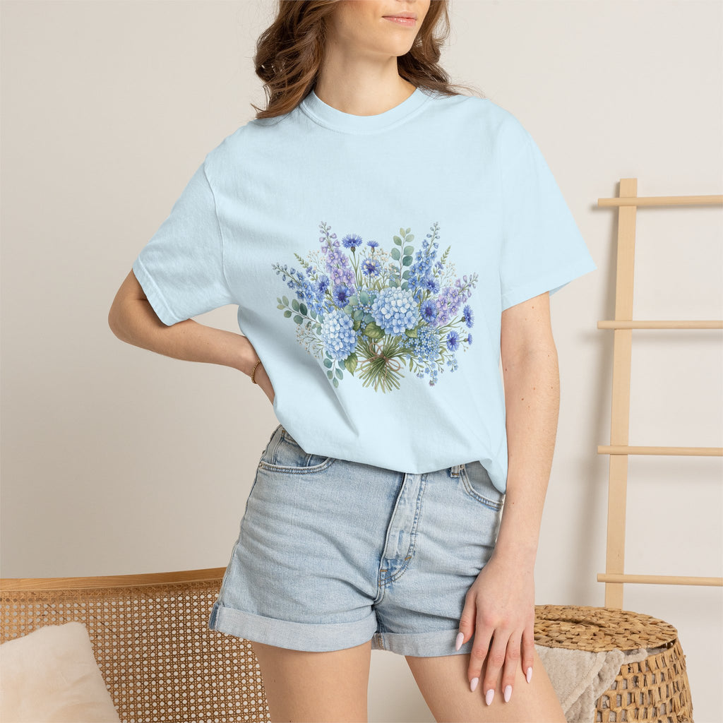 Floral Blue Bouquet T-Shirt — Blue Floral Bouquet Graphic Tee