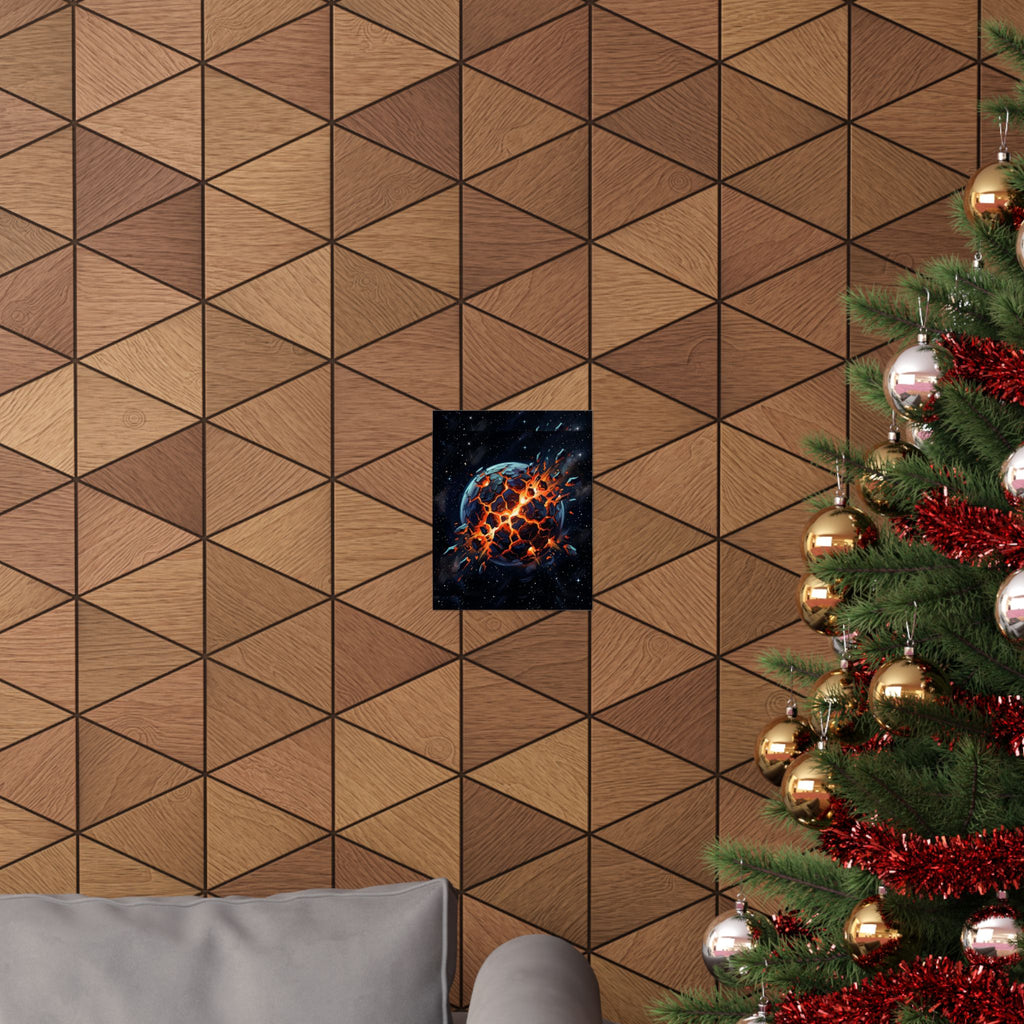 Cataclysmic Planet Poster — Matte Vertical Sci‑Fi Wall Art