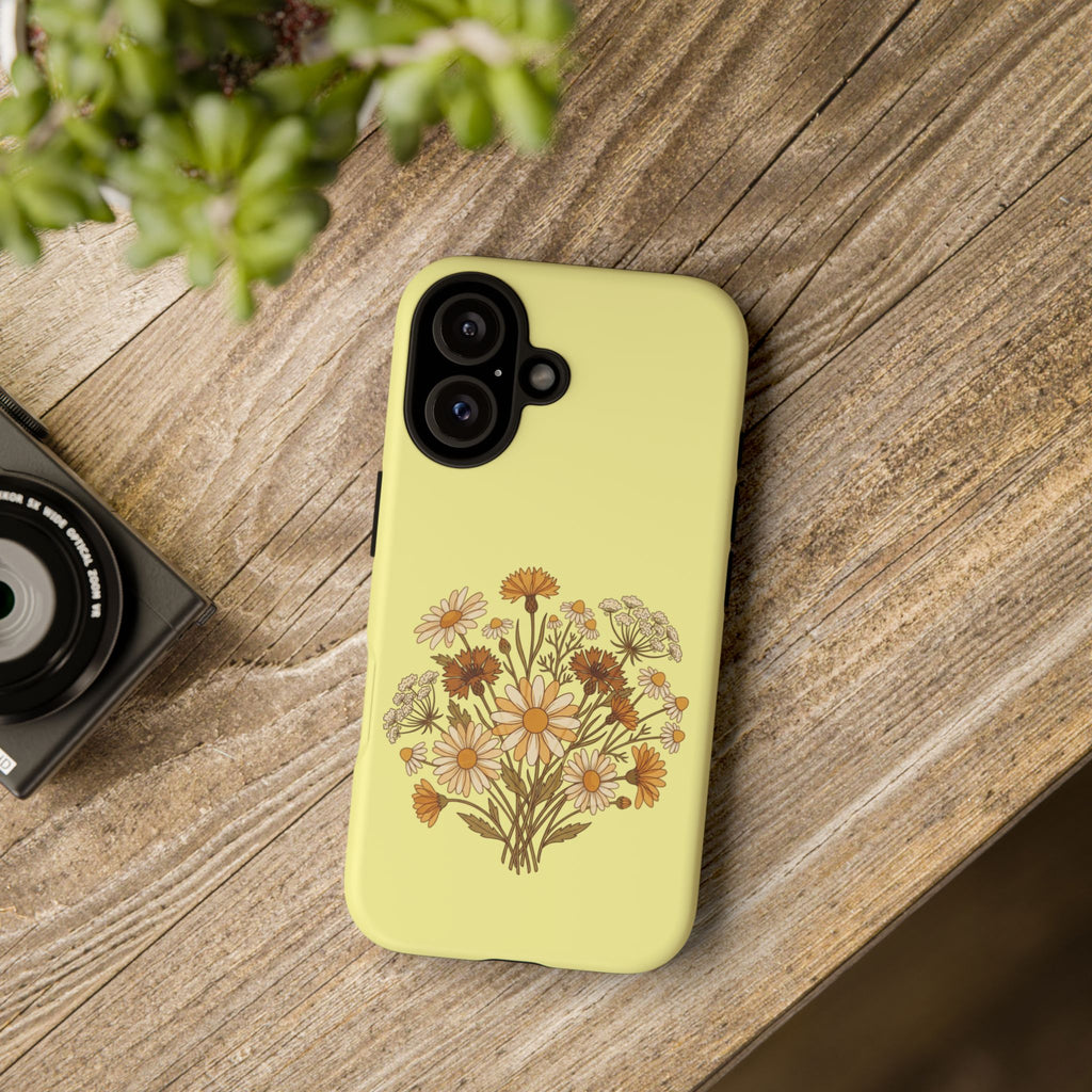 Vintage Wildflower Protective Phone Case — Slim Dual-Layer Shockproof Cover