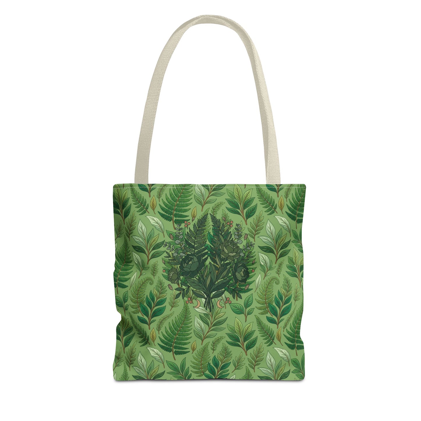 Leaf Pattern Tote Bag – Green Botanical All-Over Print Tote