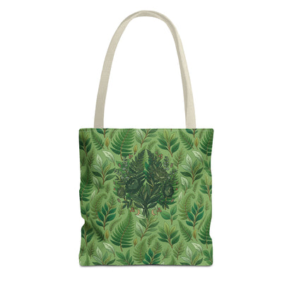 Leaf Pattern Tote Bag – Green Botanical All-Over Print Tote