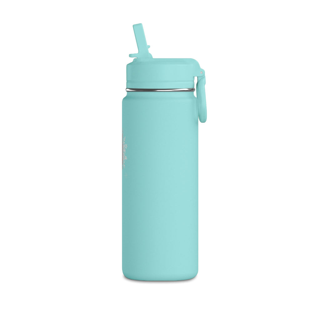 Sage Green 20oz Mini Water Bottle with Splash Graphic & Stainless Straw
