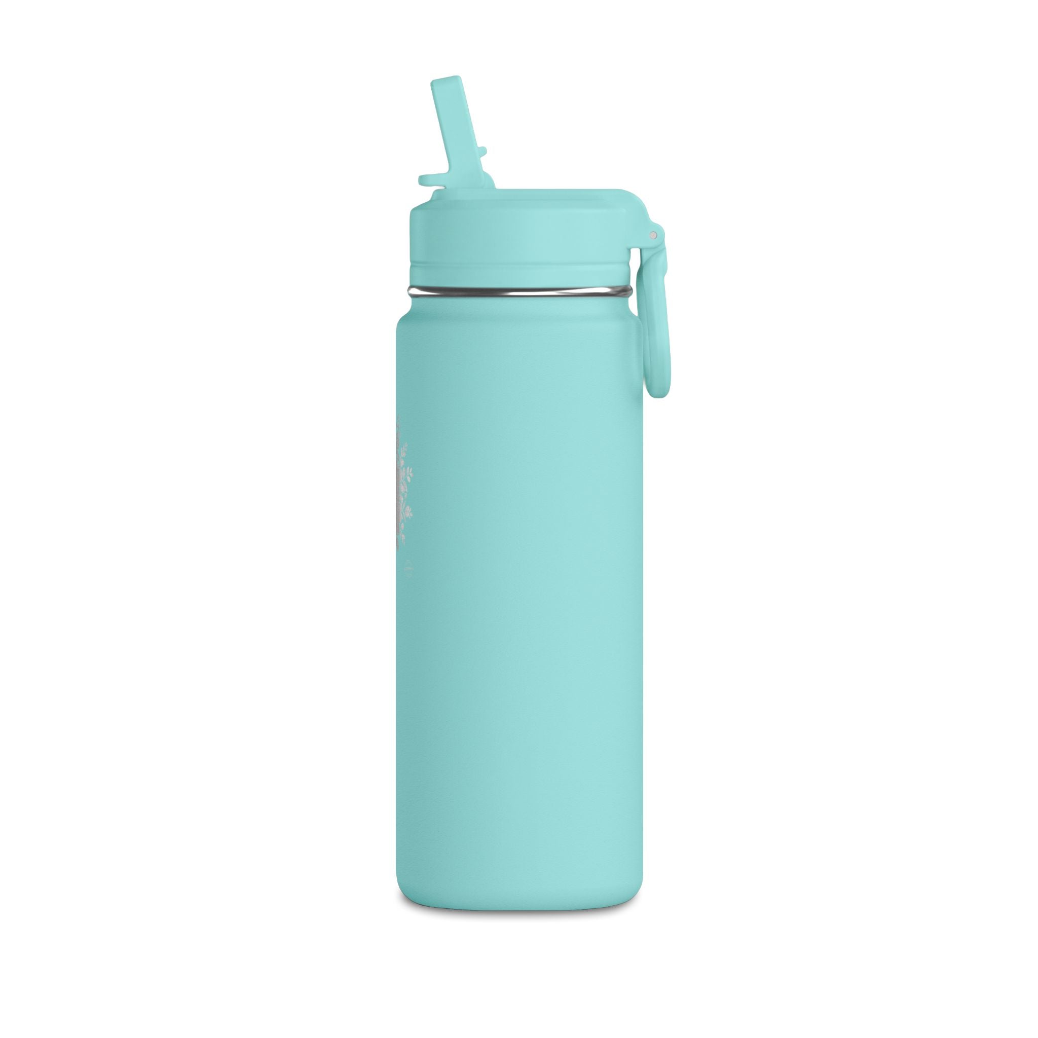 Sage Green 20oz Mini Water Bottle with Splash Graphic & Stainless Straw
