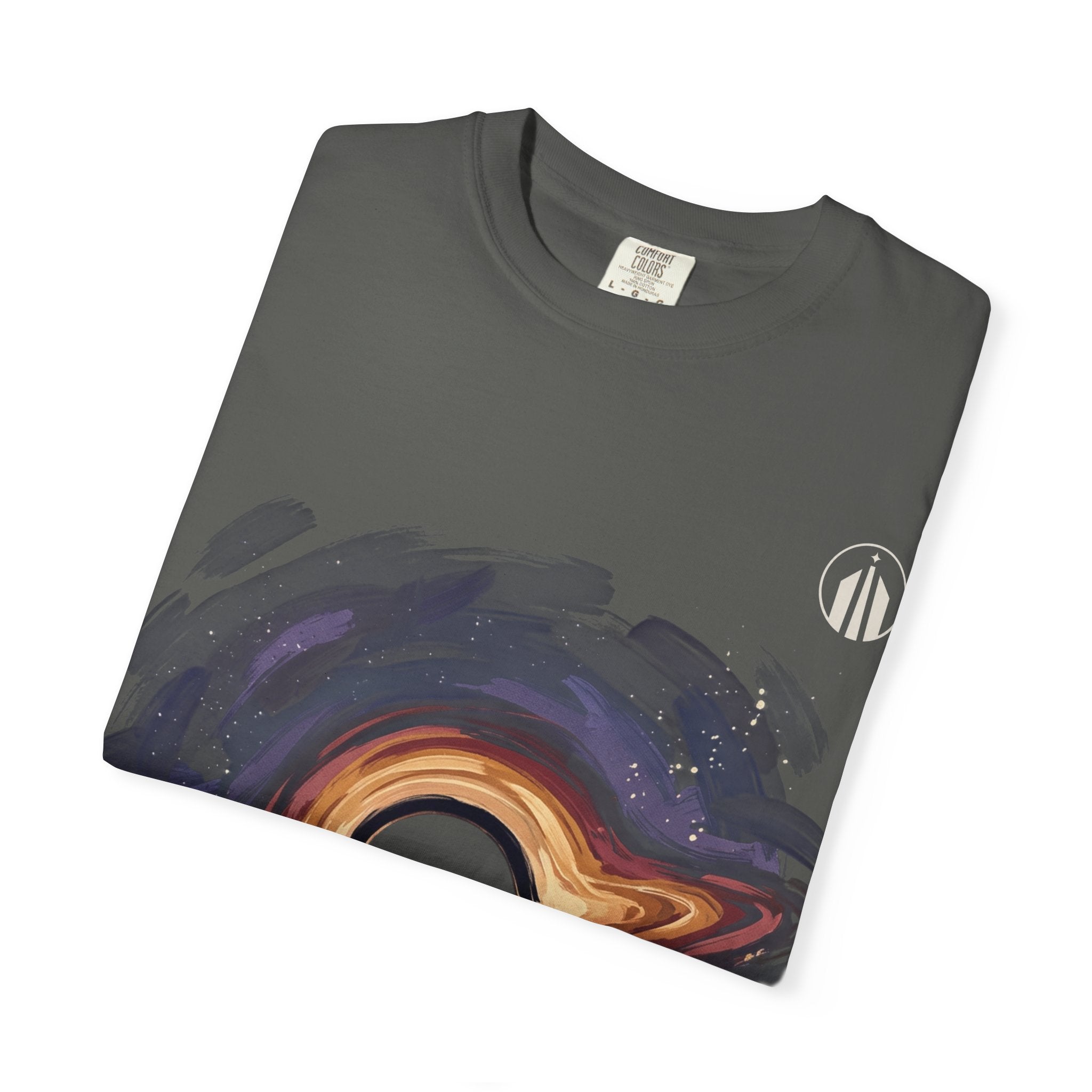 Nebula Hand-Painted Tee — Cosmic Black Hole Graphic T-Shirt