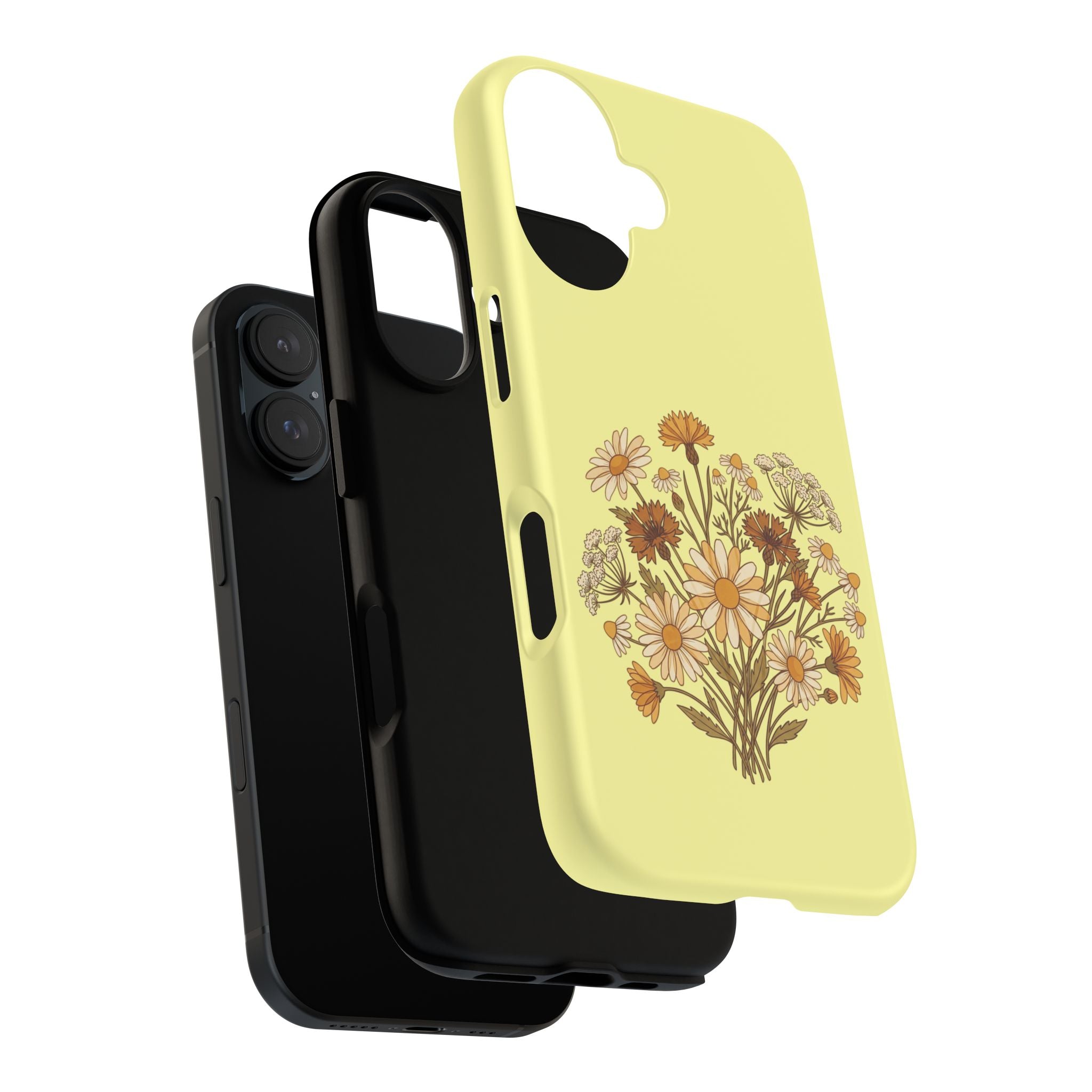 Vintage Wildflower Protective Phone Case — Slim Dual-Layer Shockproof Cover