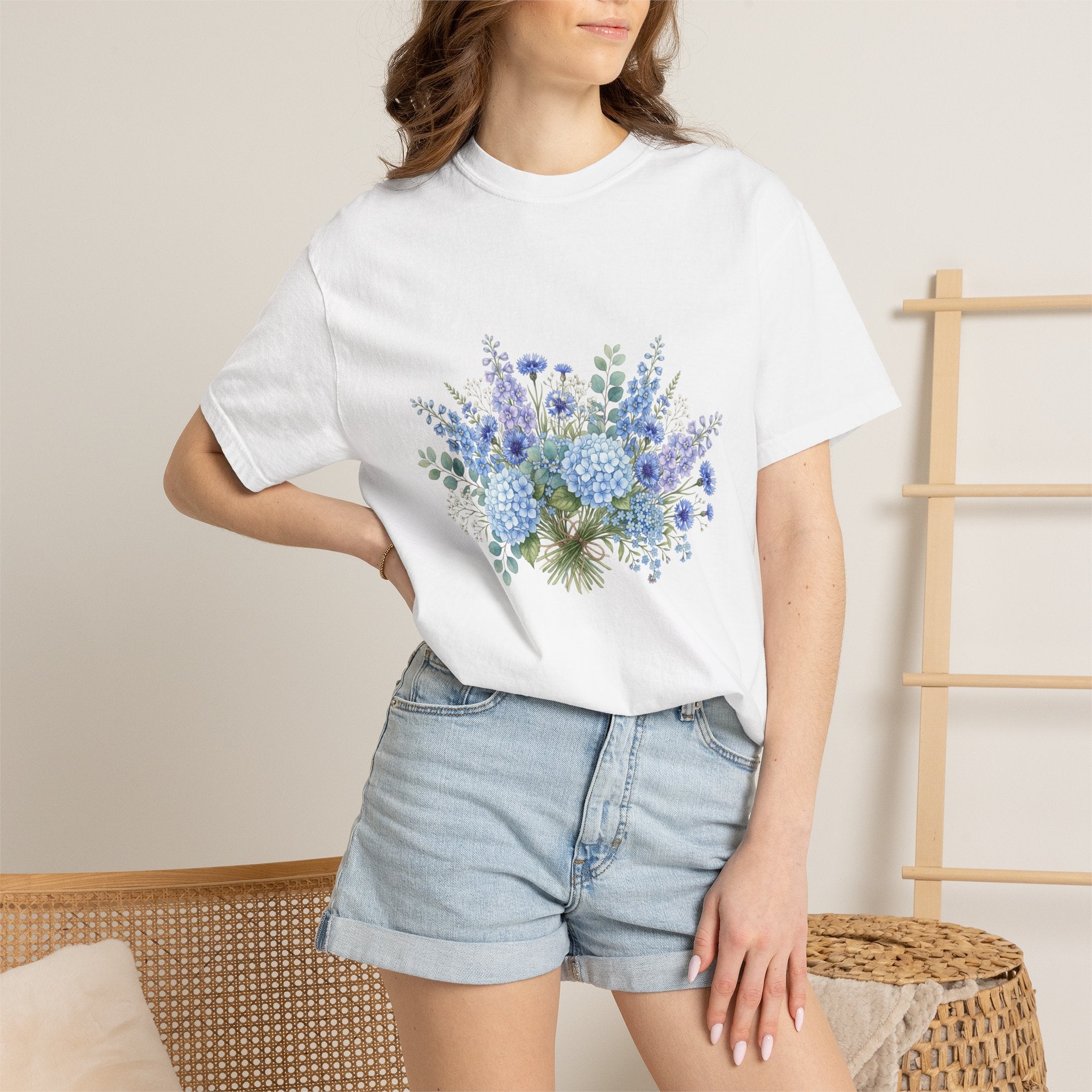 Floral Blue Bouquet T-Shirt — Blue Floral Bouquet Graphic Tee
