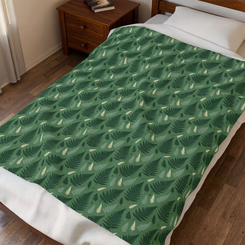 Forest Fern Pattern Velveteen Plush Blanket