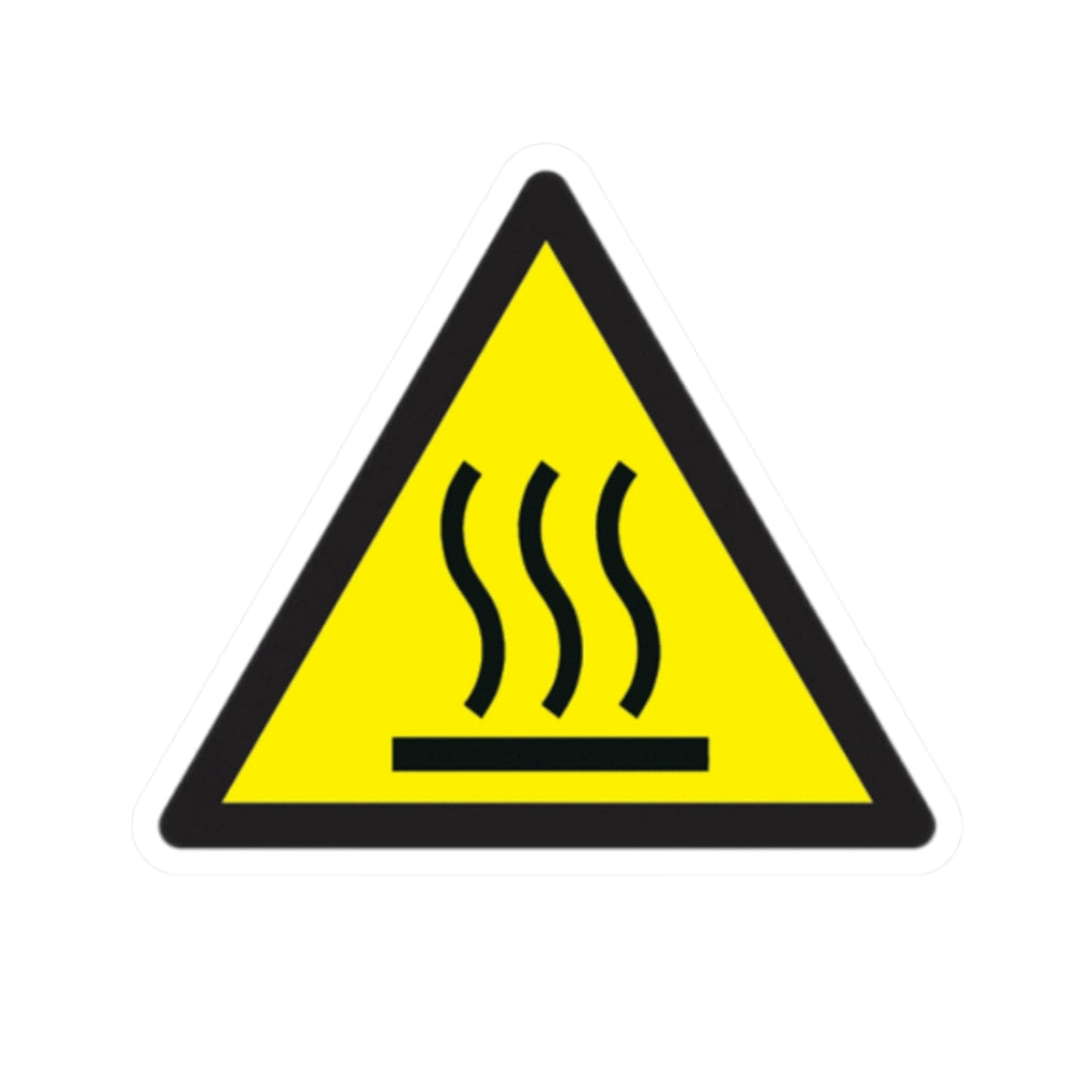 Heat Warning Triangle Sticker — Caution Hot Surface Safety Decal