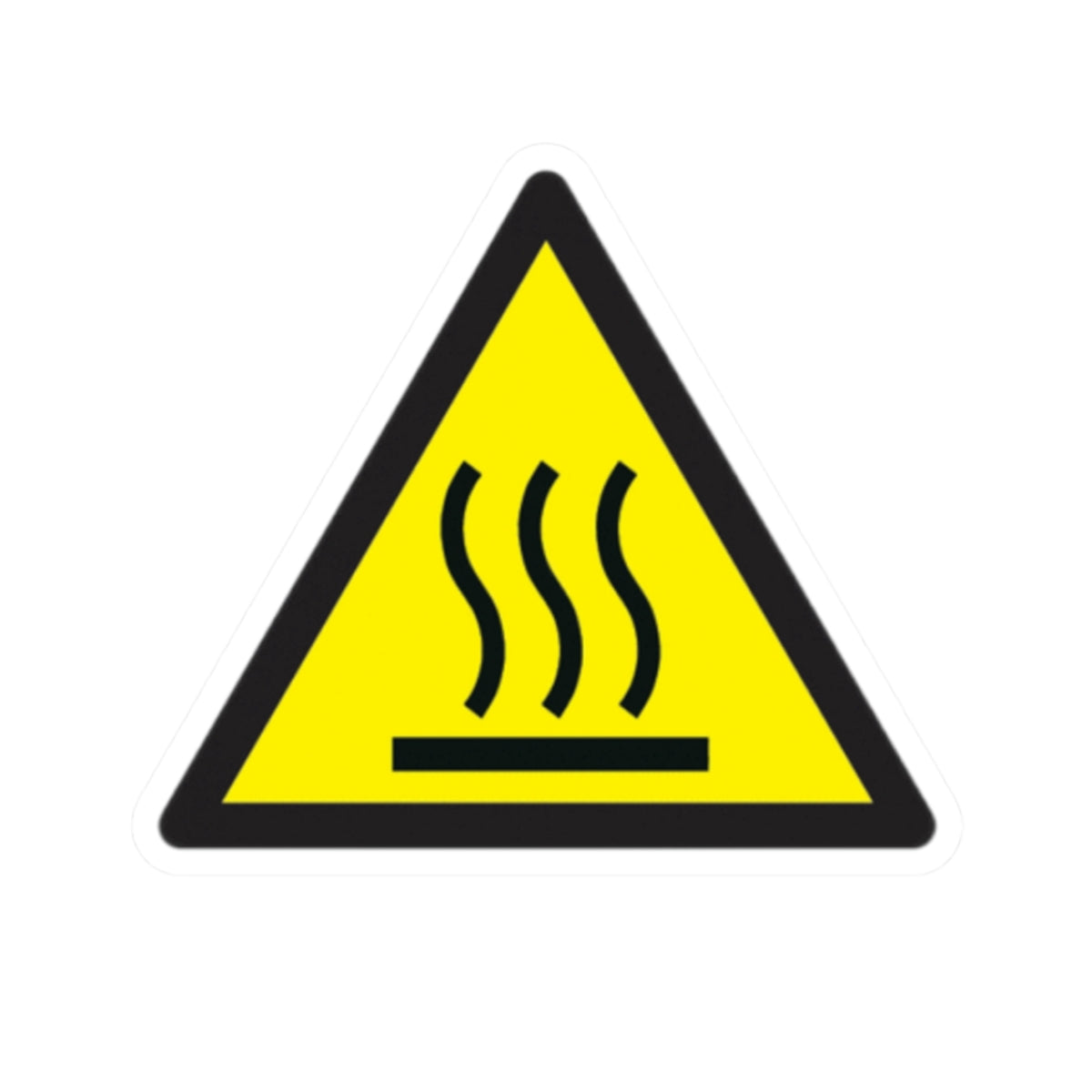 Heat Warning Triangle Sticker — Caution Hot Surface Safety Decal