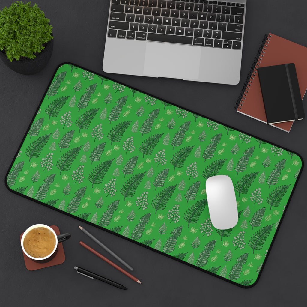Botanical Green Leaf Desk Mat — Patterned Desk Mat / Mouse Pad