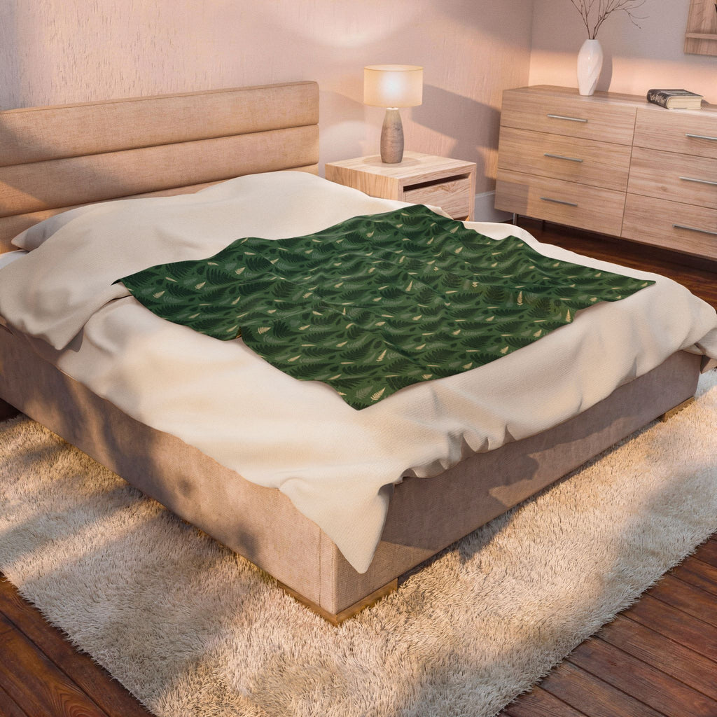 Forest Fern Pattern Velveteen Plush Blanket