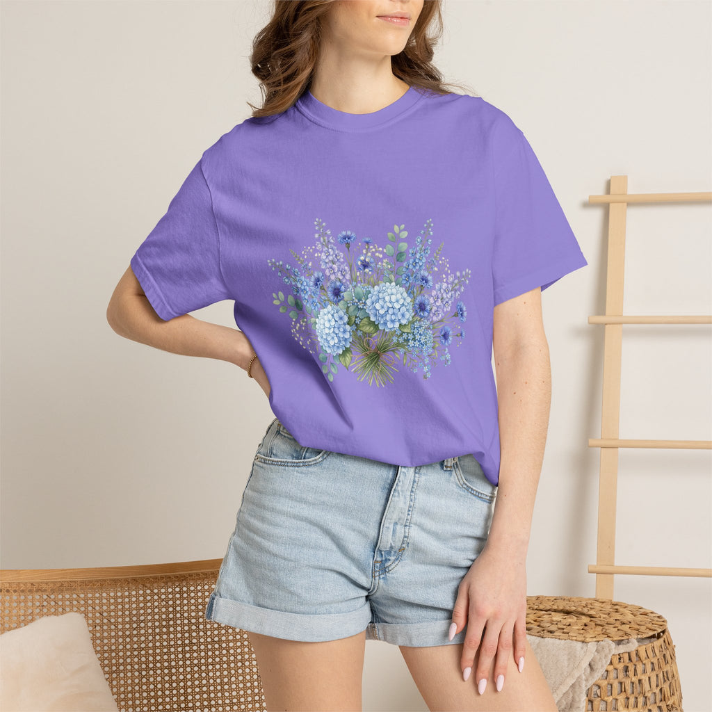 Floral Blue Bouquet T-Shirt — Blue Floral Bouquet Graphic Tee