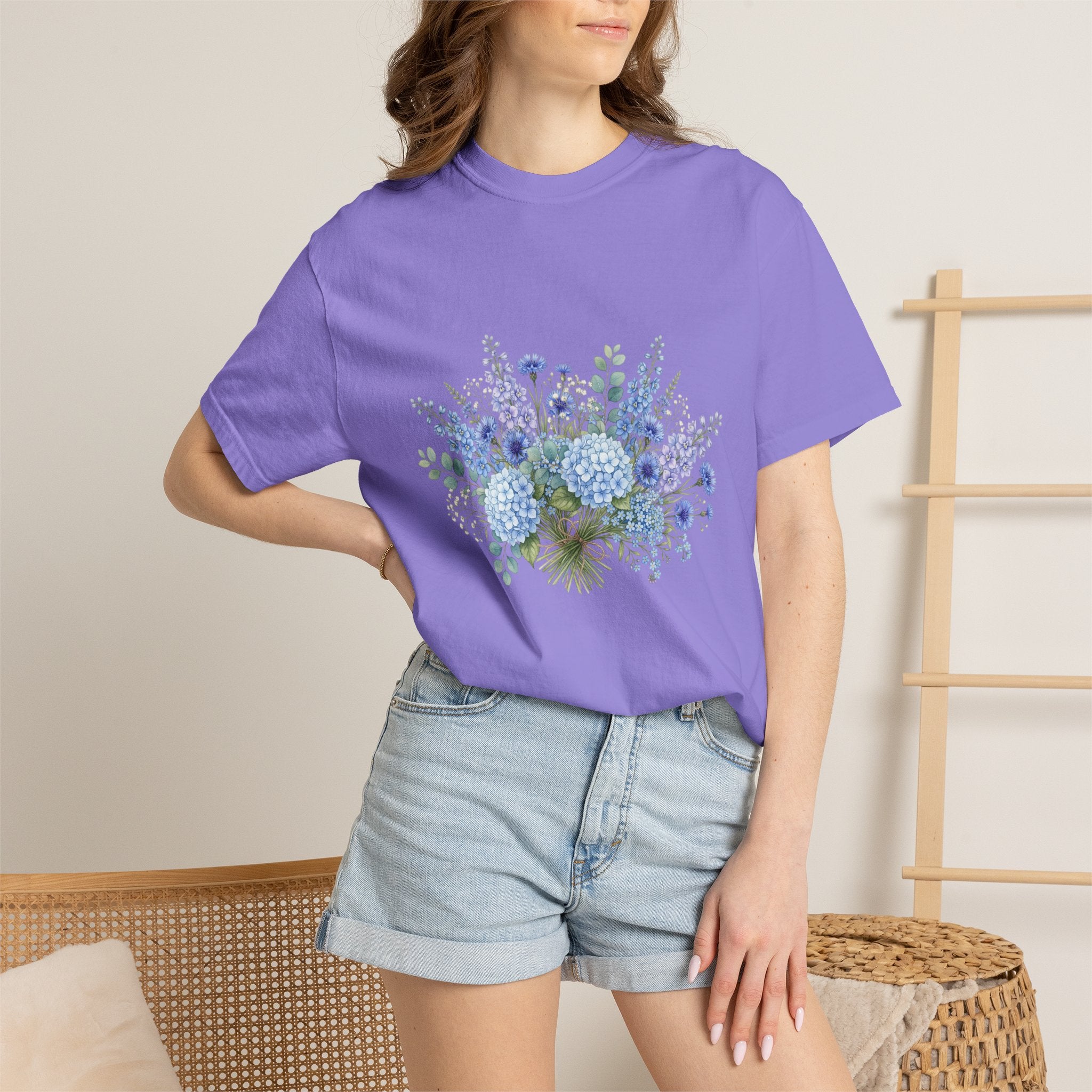 Floral Blue Bouquet T-Shirt — Blue Floral Bouquet Graphic Tee