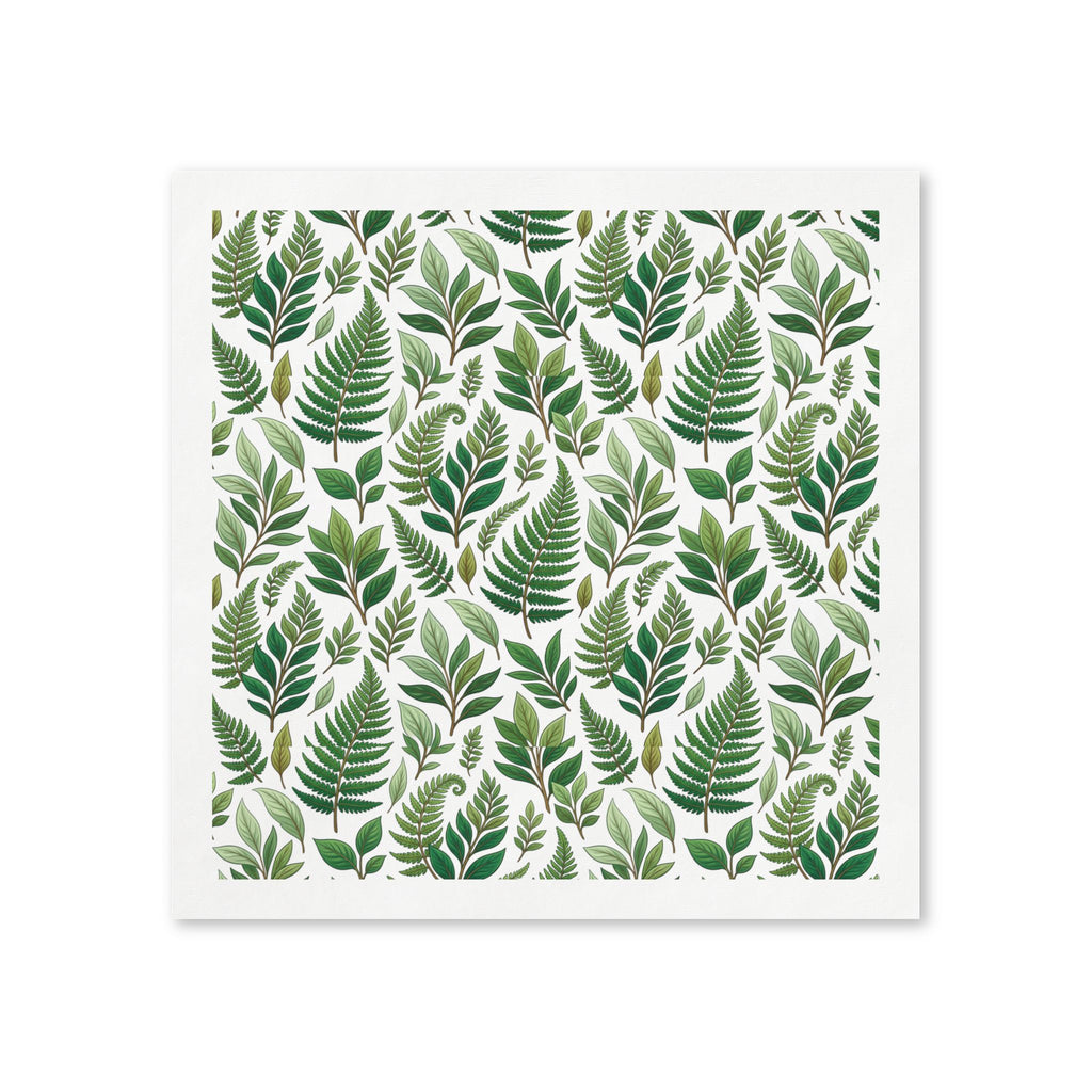 Green Fern Leaves Paper Napkins — Botanical Dinner Party Napkins