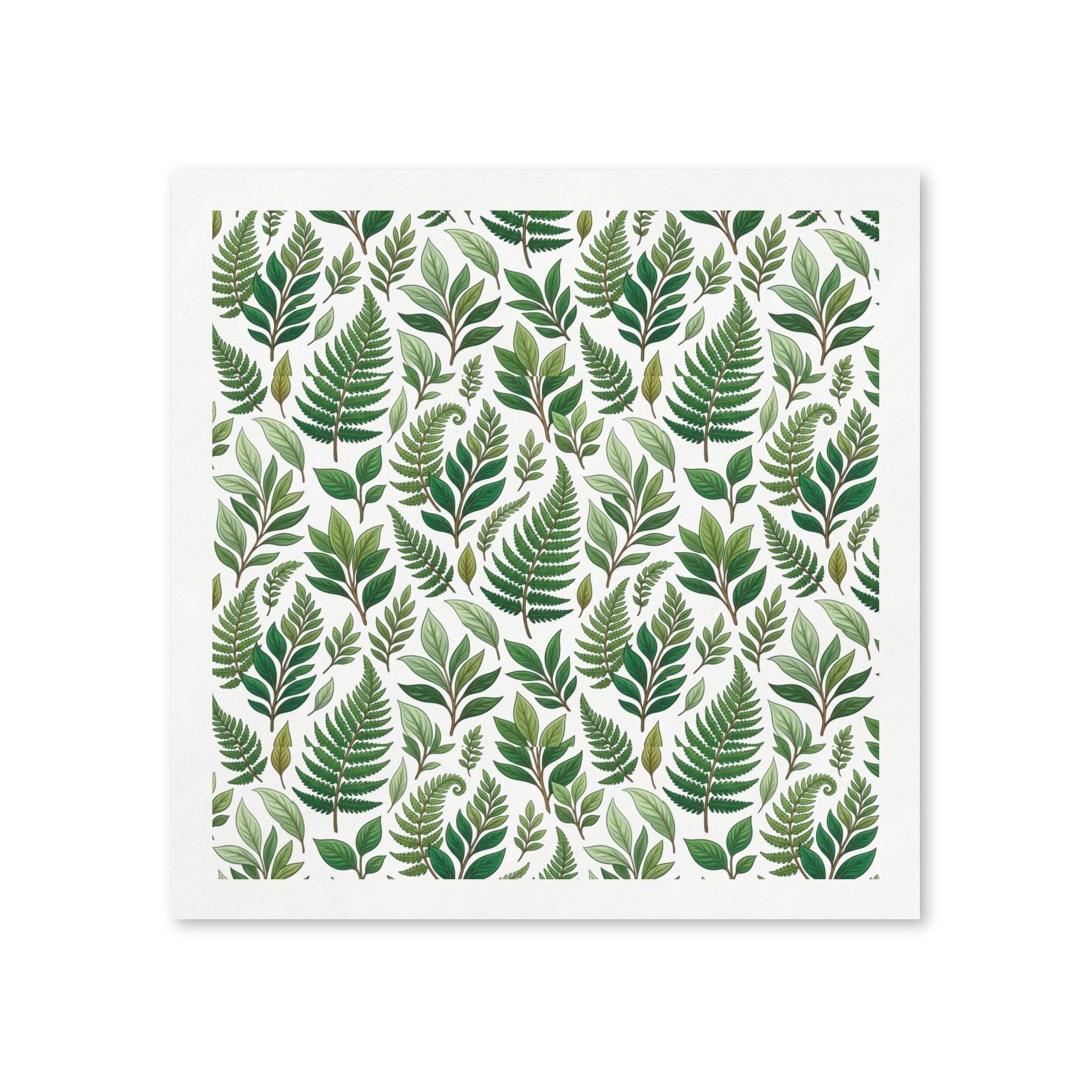 Green Fern Leaves Paper Napkins — Botanical Dinner Party Napkins