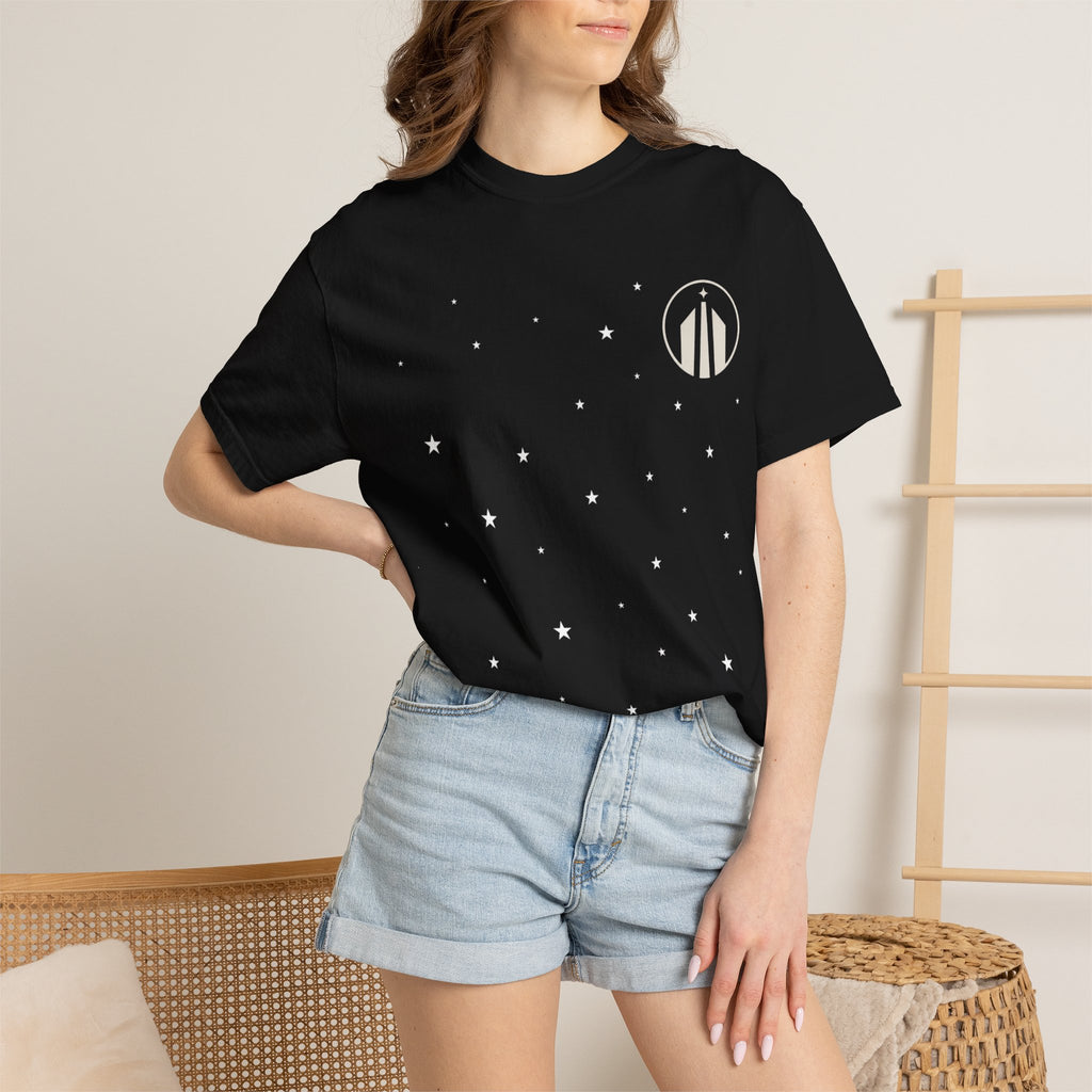 Minimalist Circle Stripe T-Shirt — Subtle Chest Logo Tee
