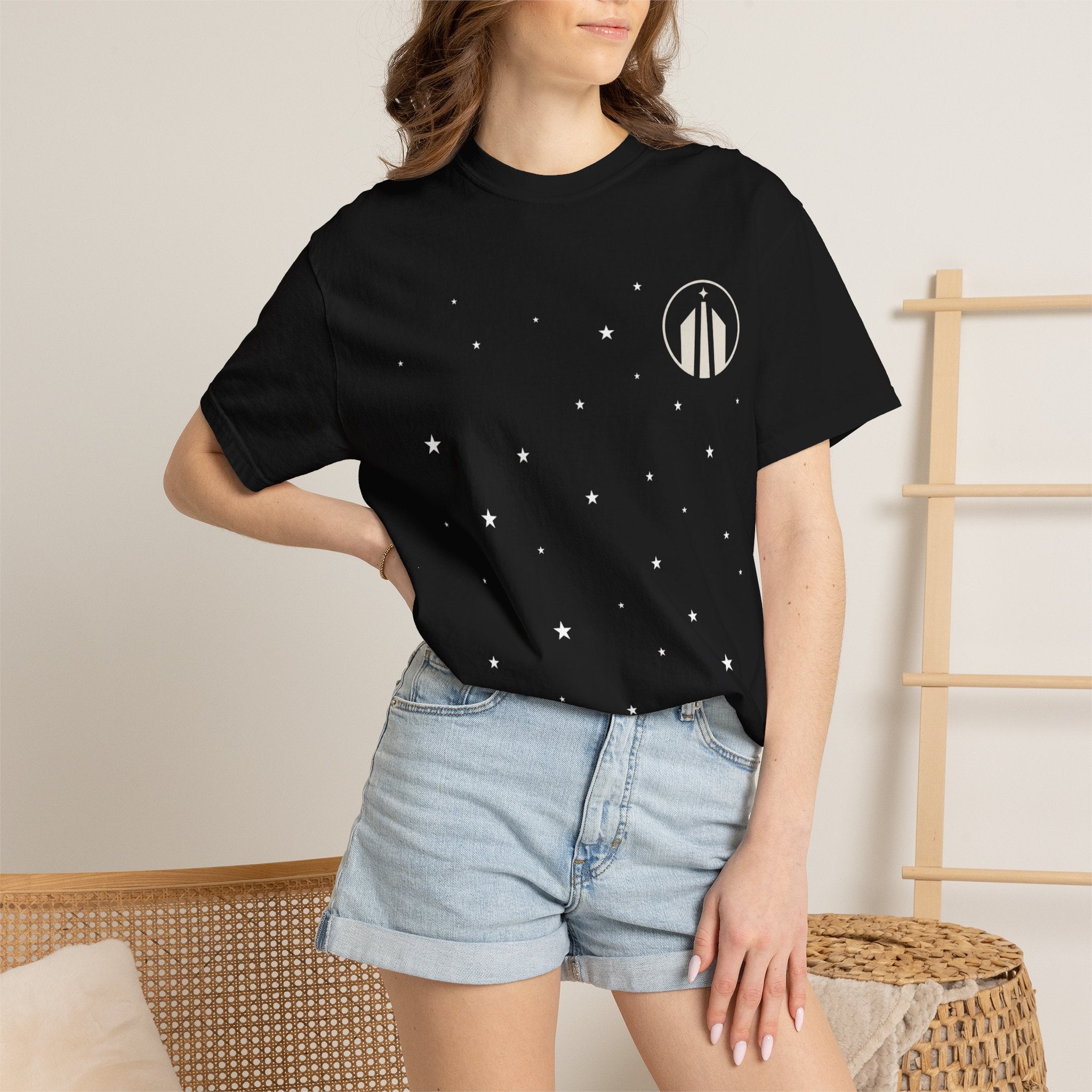 Minimalist Circle Stripe T-Shirt — Subtle Chest Logo Tee